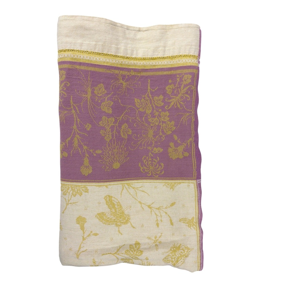 Williams Sonoma French Country Jacquard Butterfly Floral Tablecloth 70x90
